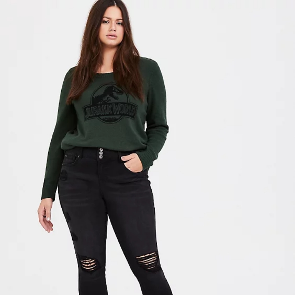 Torrid jurrasic world pullover sweater novelty oversized tunic length